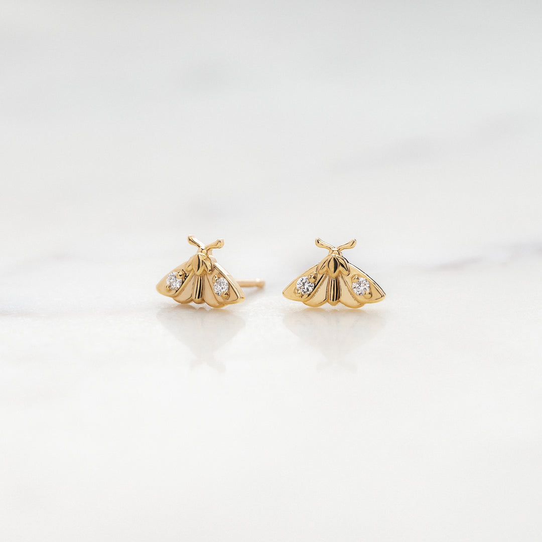 Moth Diamond Stud Earrings