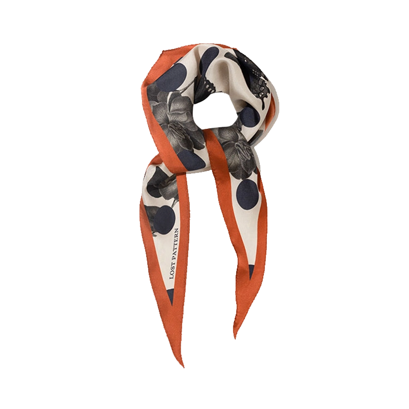 Noir Floral Silk Diamond Neckerchief
