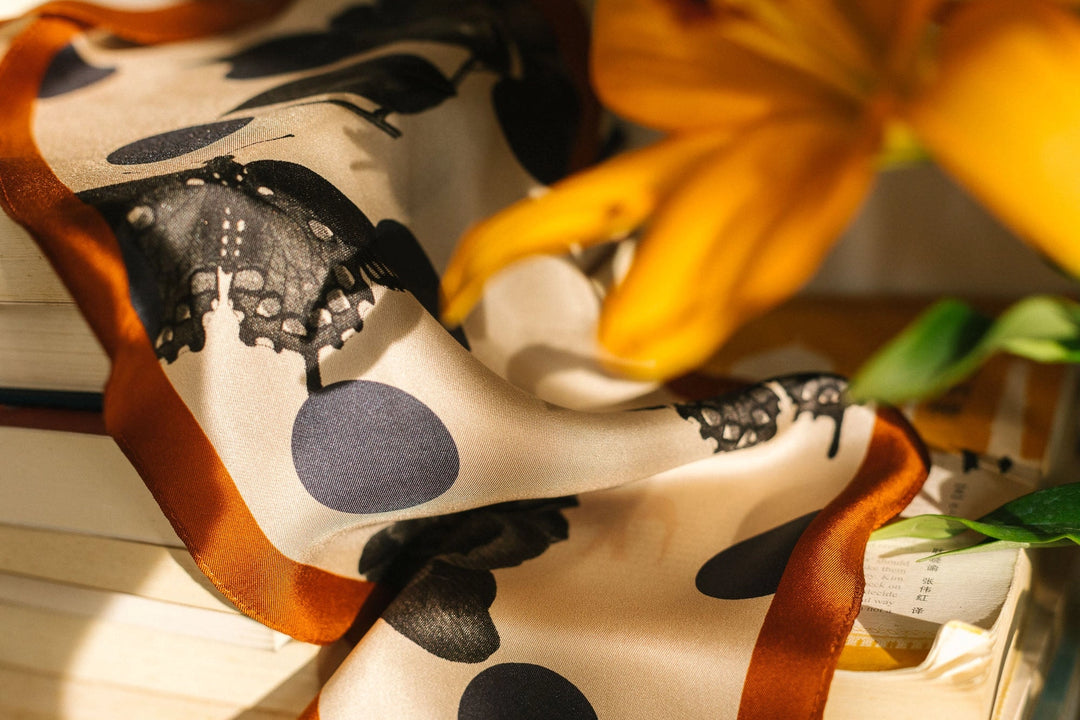 Noir Floral Silk Diamond Neckerchief