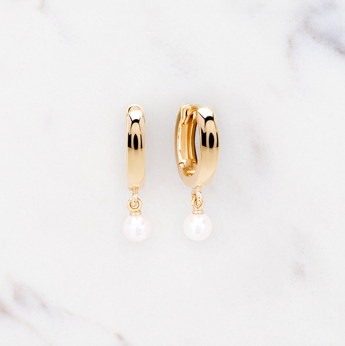 Pearl Drop Hinged Hoops