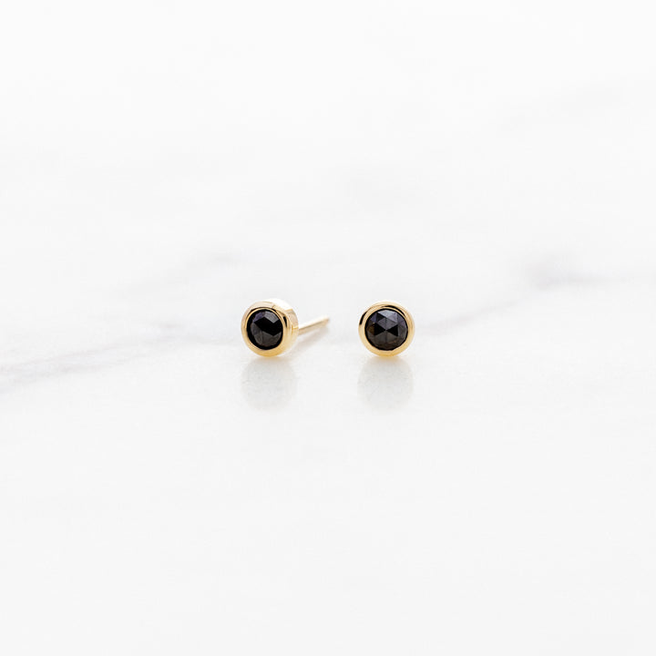 Petite Rose Cut Black Diamond Stud Earrings