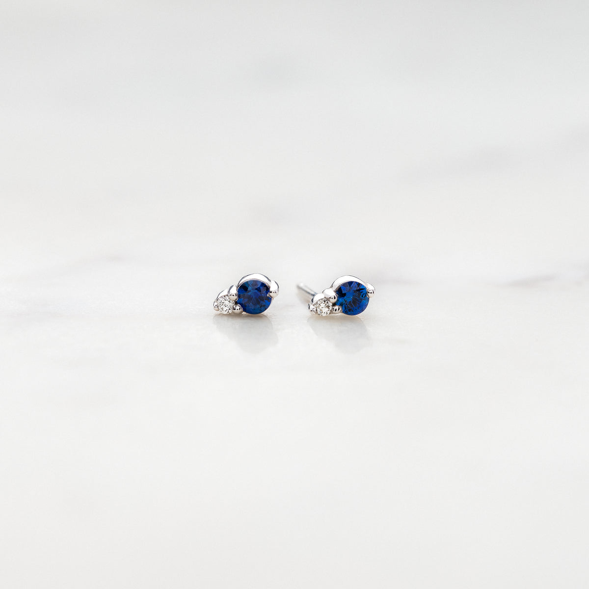 Blue Sapphire and Diamond Studs