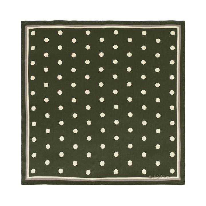 Retro Polka Silk Bandana Scarf - Matcha