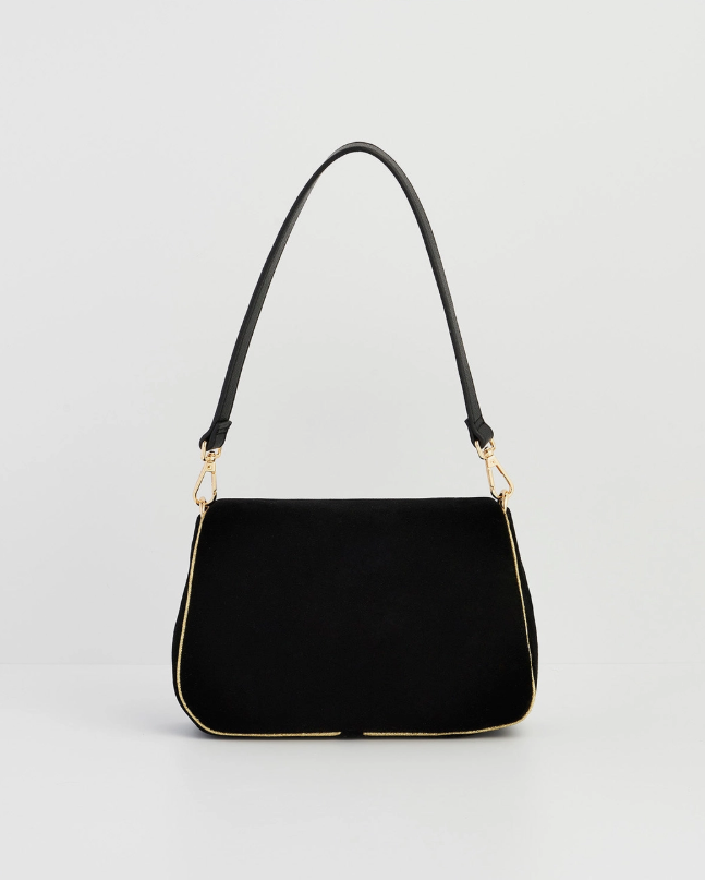 Fable Rose Embroidered Black Clutch