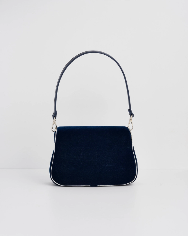 Fable Rose Embroidered Blue Clutch