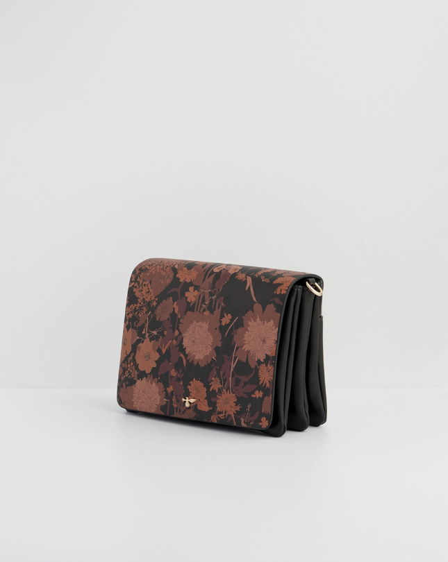 Fable Deco Blooms Black Foldover Handbag