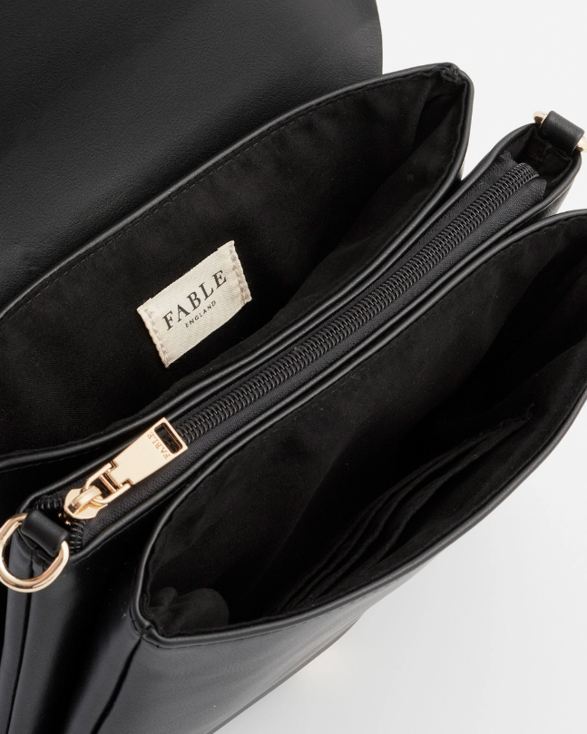 Fable Deco Blooms Black Foldover Handbag