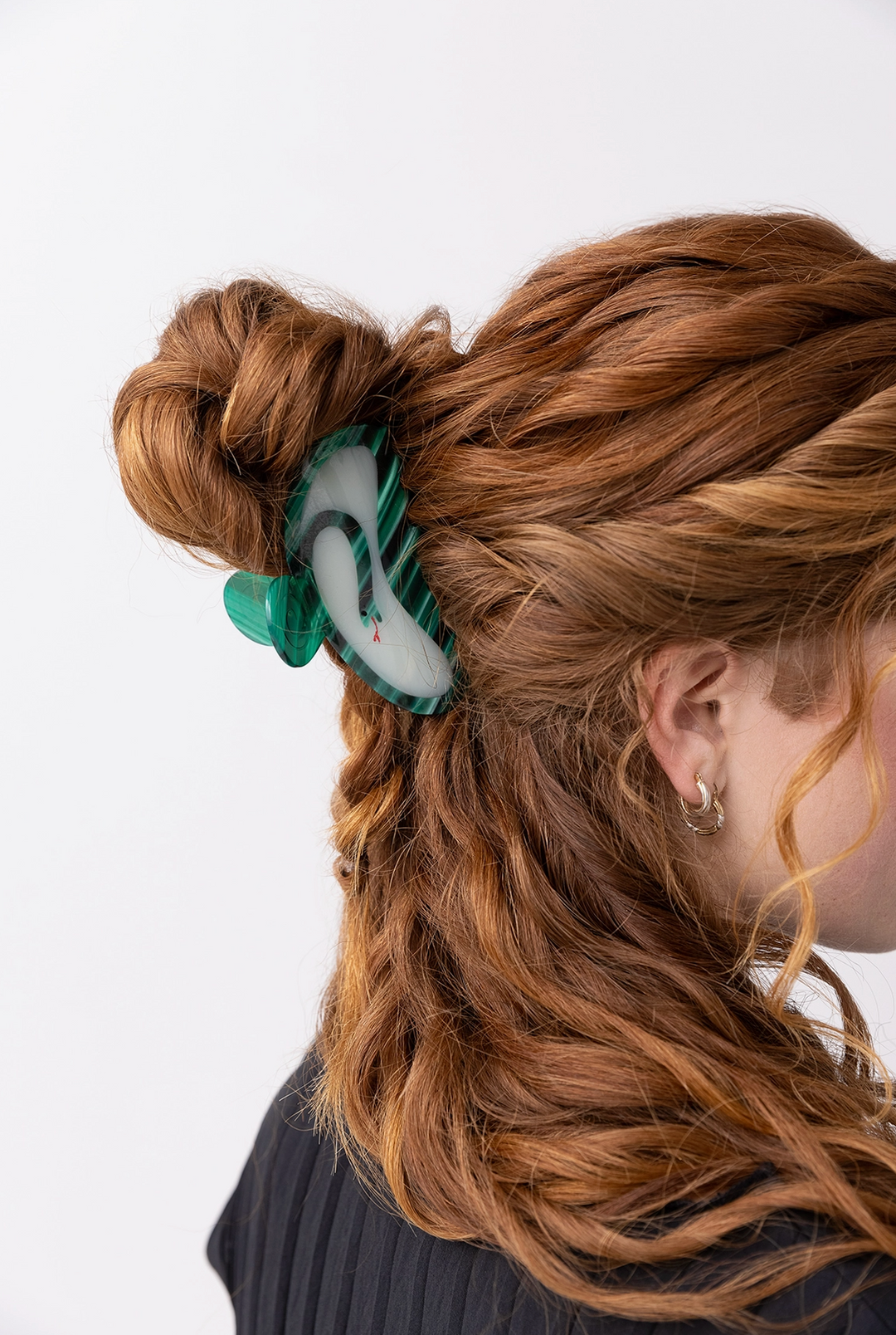 Serpent Claw - Green Acetate Garden Snake Hair Clip