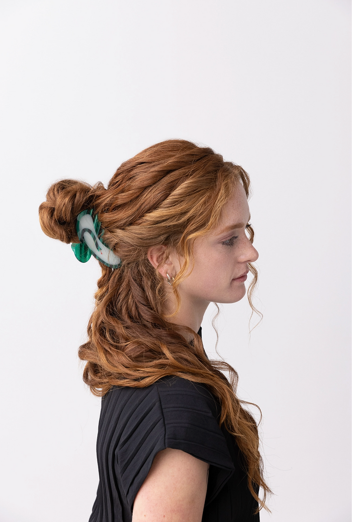 Serpent Claw - Green Acetate Garden Snake Hair Clip