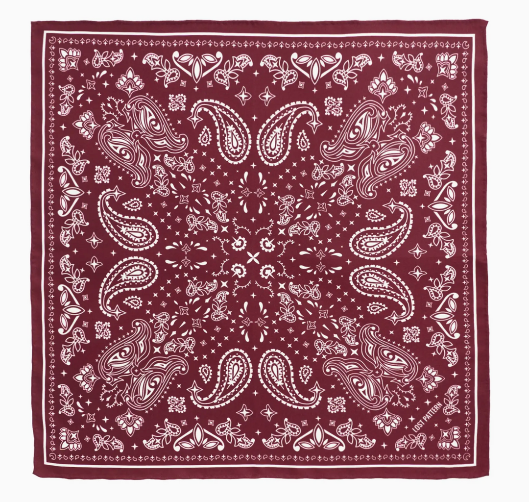 "Paisley" Silk Bandana Scarf - Rodeo Red