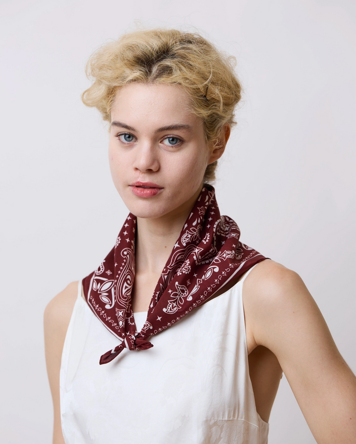 "Paisley" Silk Bandana Scarf - Rodeo Red