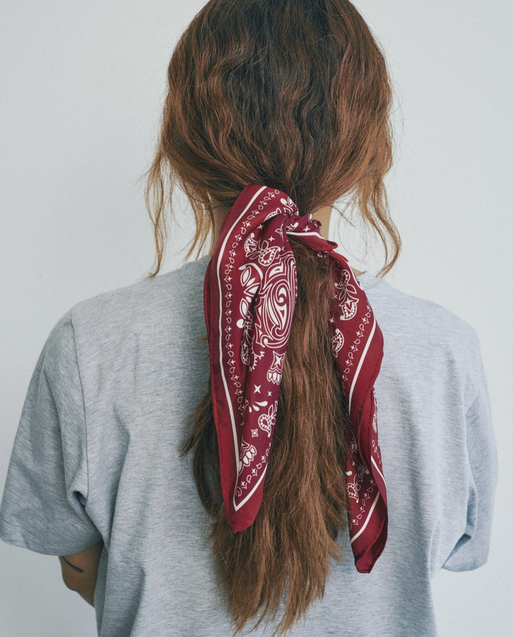 "Paisley" Silk Bandana Scarf - Rodeo Red
