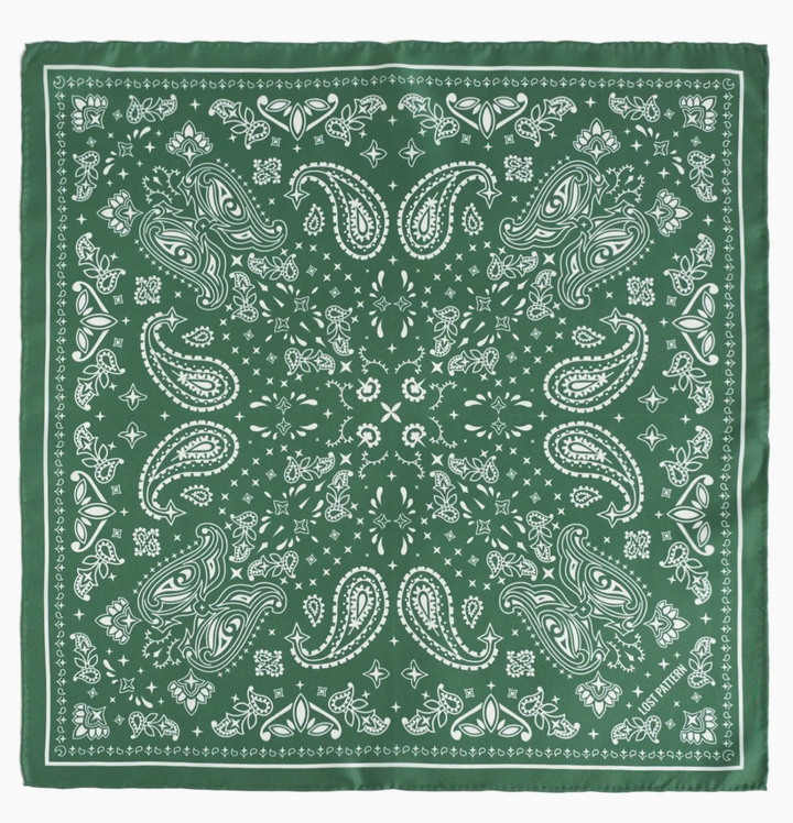 "Paisley" Silk Bandana Scarf - Sagebrush Green