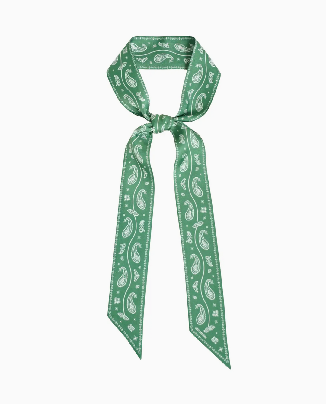 "Paisley" Silk Twill Skinny Scarf - Sagebrush Green