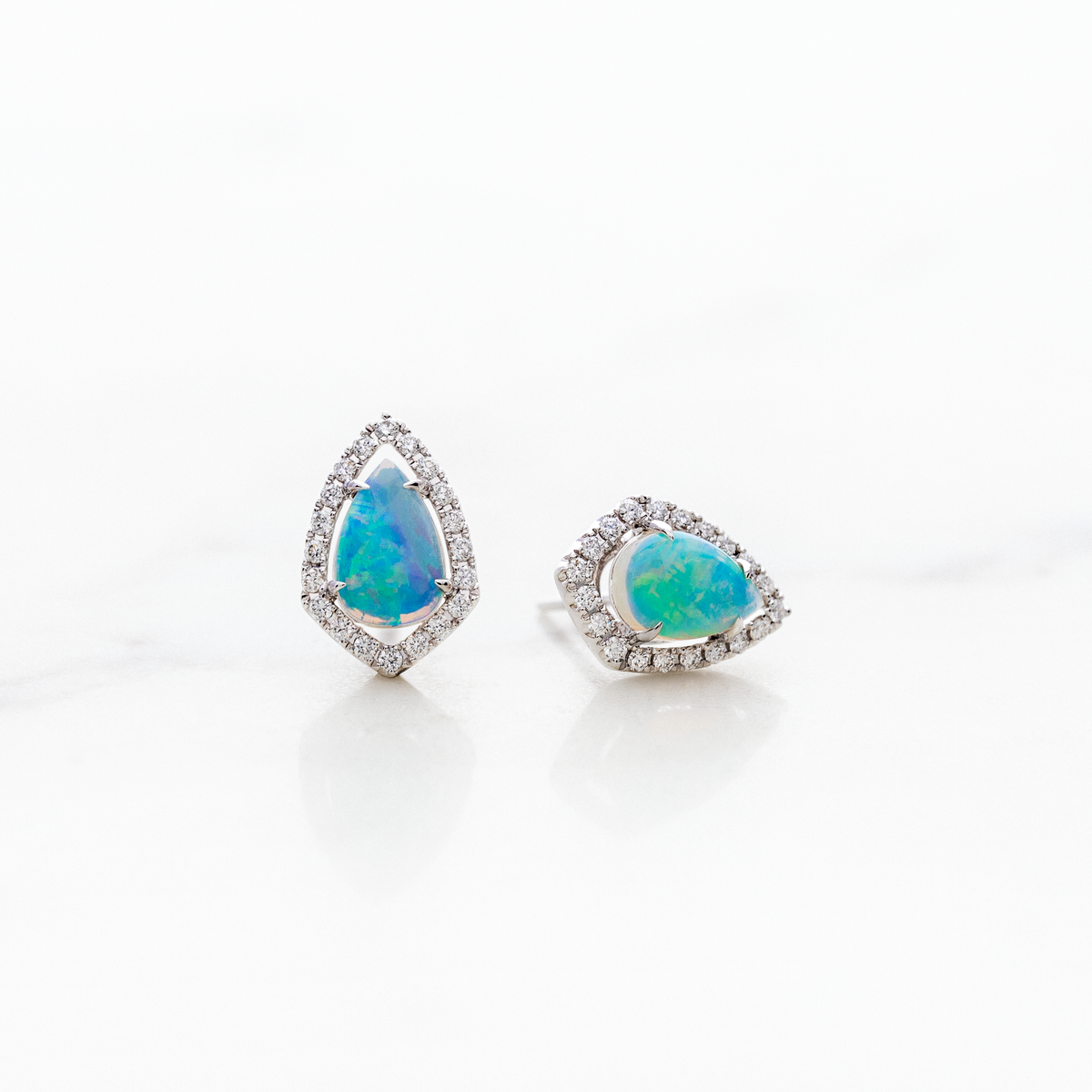 Shield Halo Opal Earrings