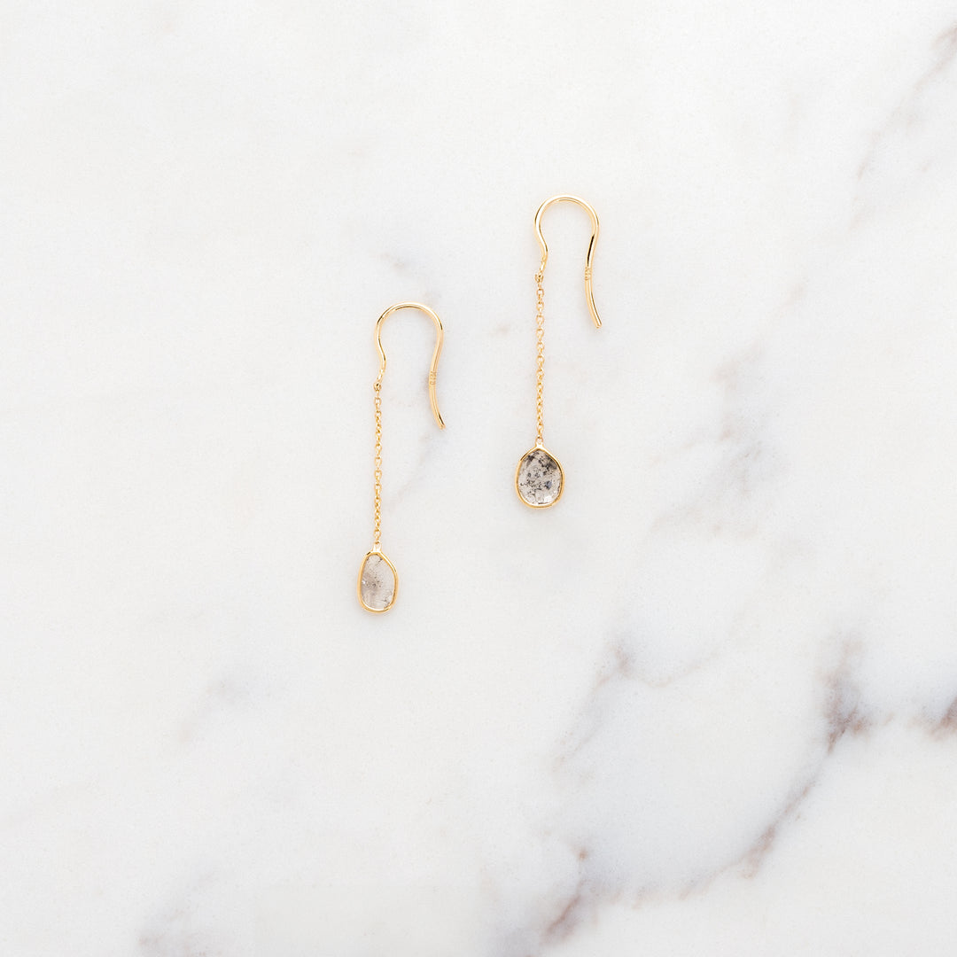 Smokey Diamond Slice Drop Earrings