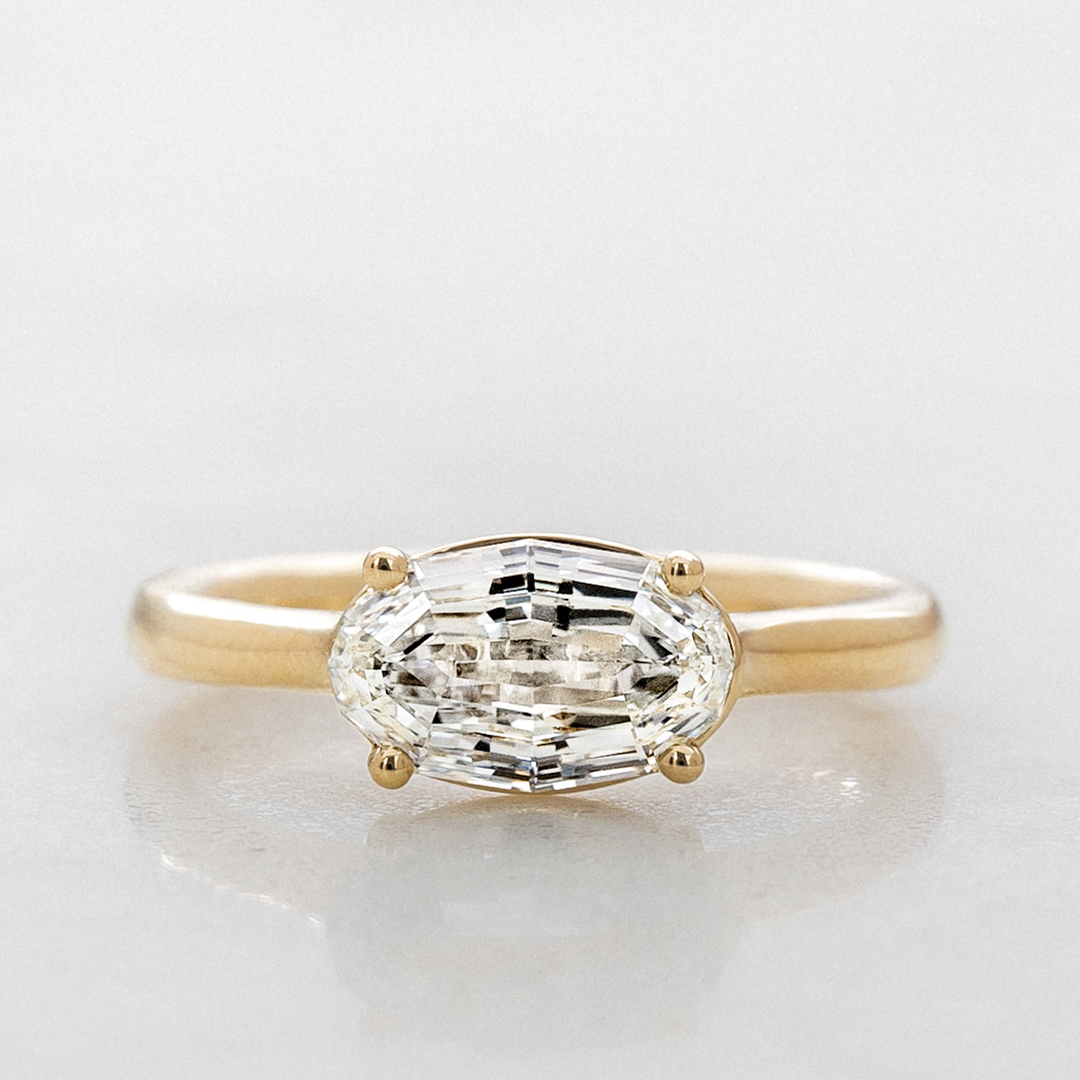 Rose Solitaire Ring with Step Cut Oval Lab Grown Diamond