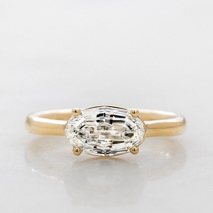 Rose Solitaire Ring with Step Cut Oval Lab Grown Diamond