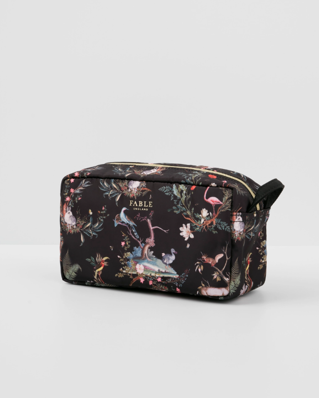 Wonderland Black Wash Bag Travel Pouch