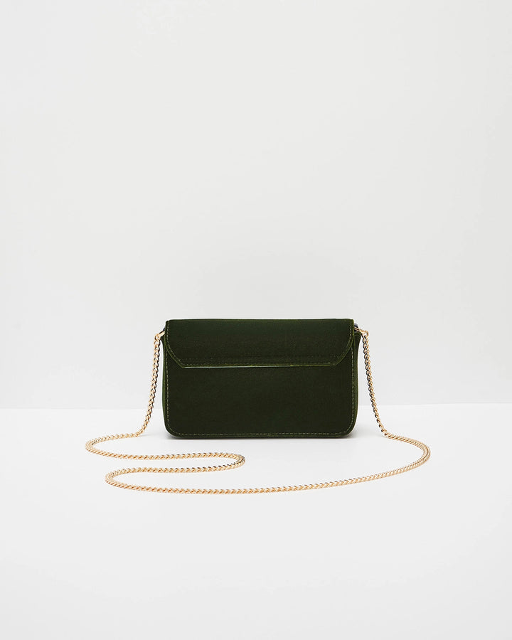 Sophia Wren Embroidered Clutch in Green Velvet