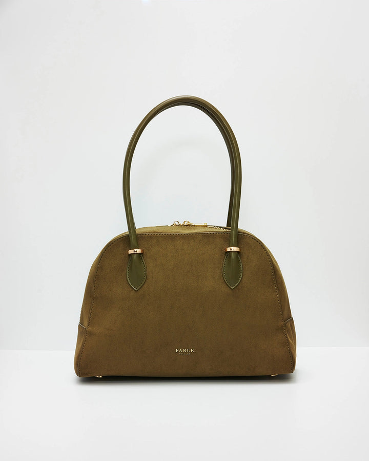 Amelia Shoulder Bag in Khaki Suedette