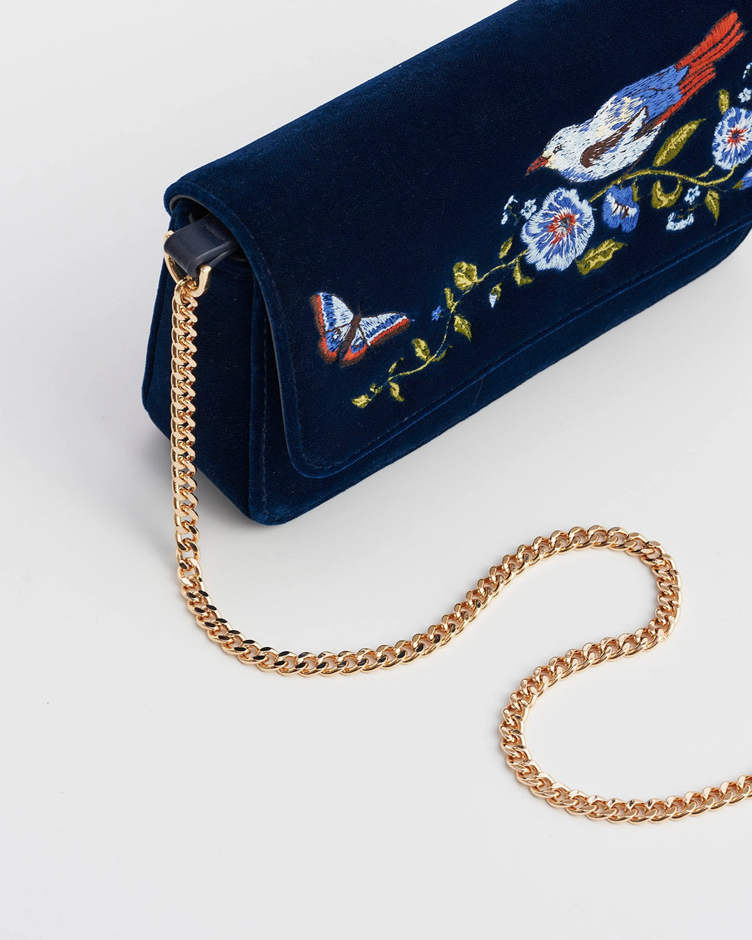 Sophia Nightingale Embroidered Clutch in Sapphire Velvet