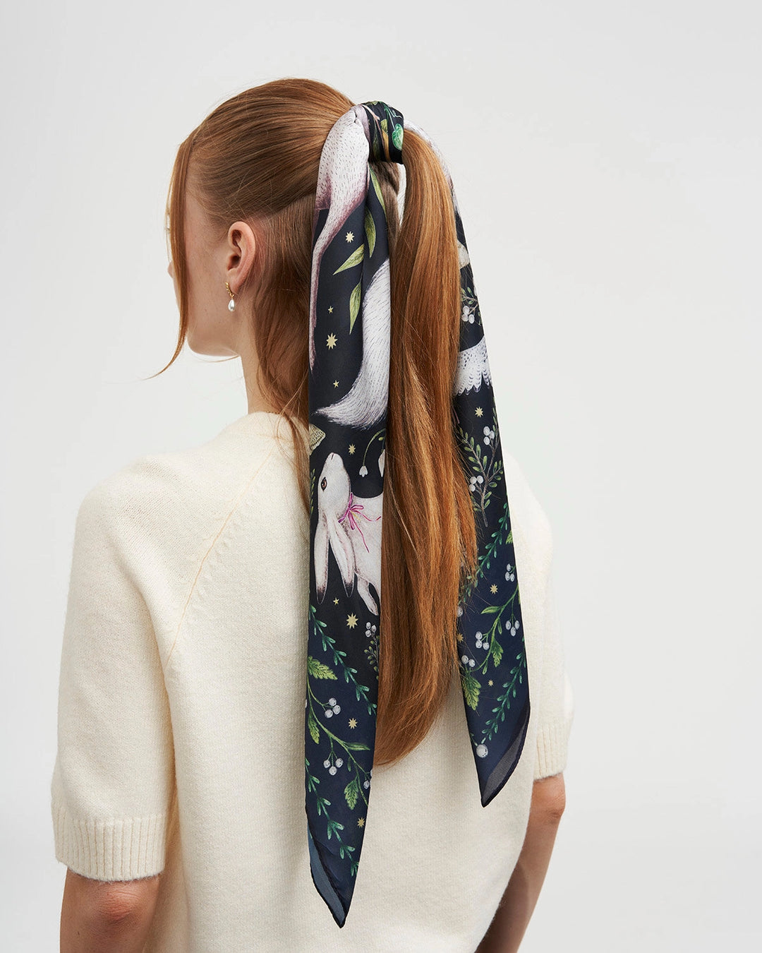 Niva Narrative Medium Square Scarf in Navy
