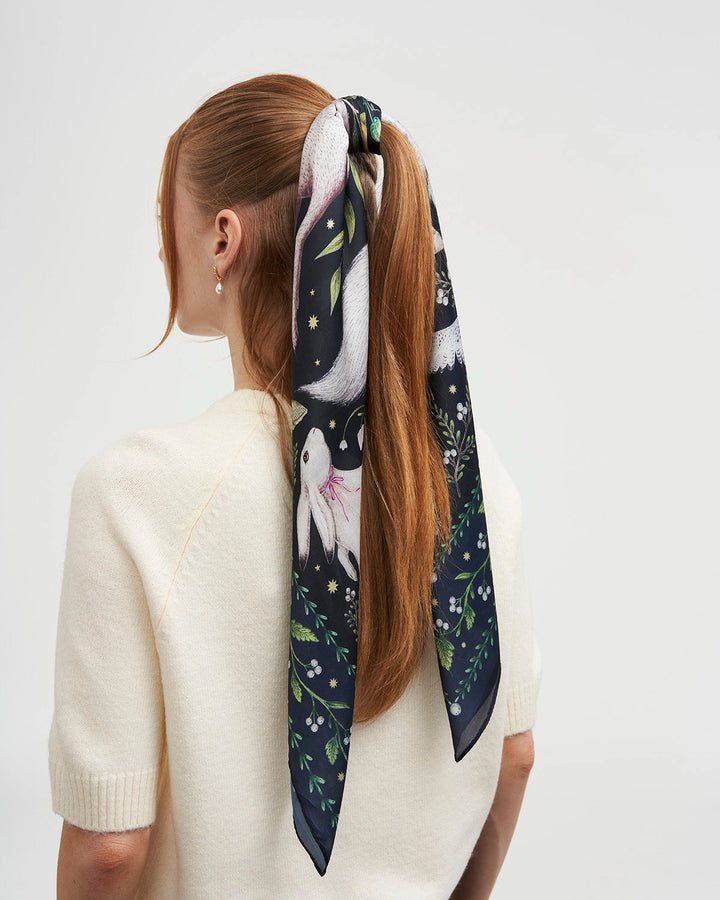 Niva Narrative Medium Square Scarf in Navy