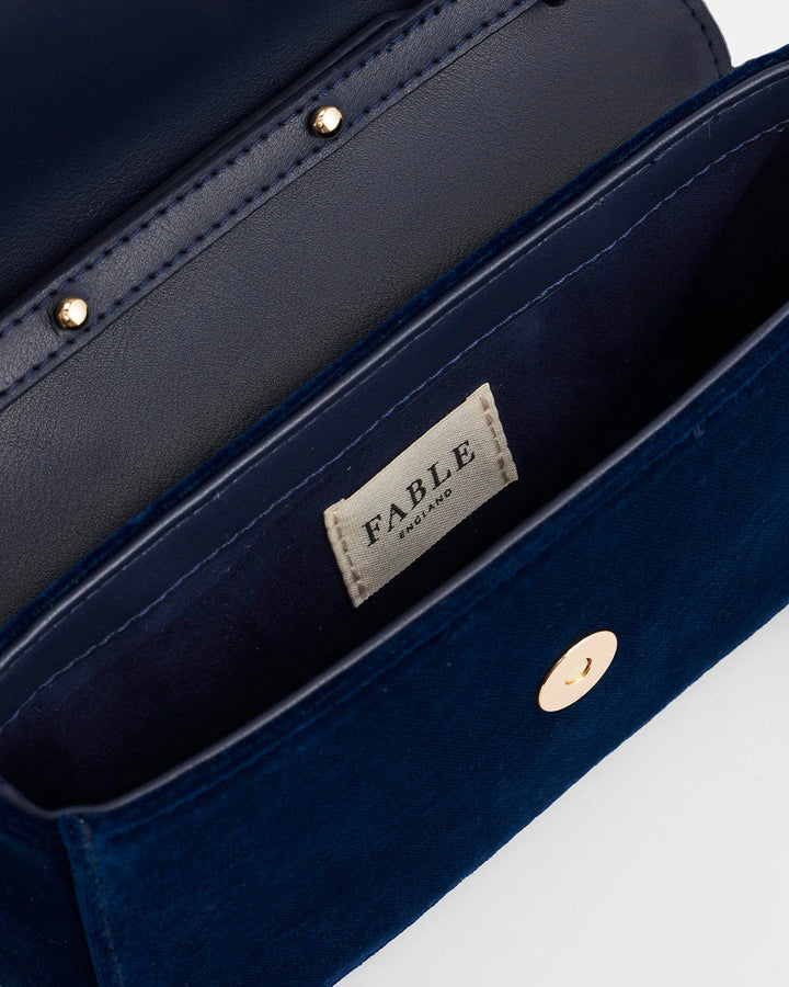 Sophia Nightingale Embroidered Clutch in Sapphire Velvet