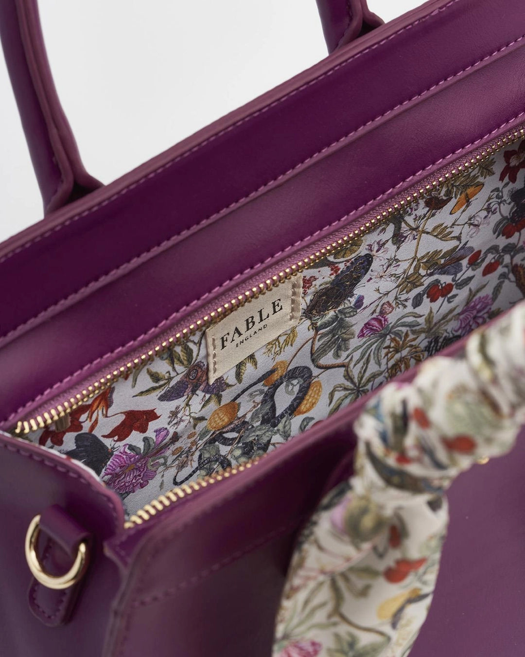Fable Floral Engravings Large Plum Tote