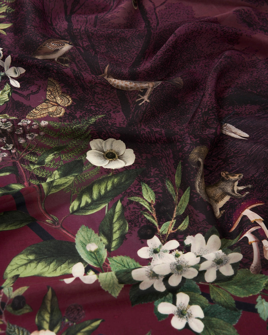 Orla Narrative Medium Square Scarf in Burgundy