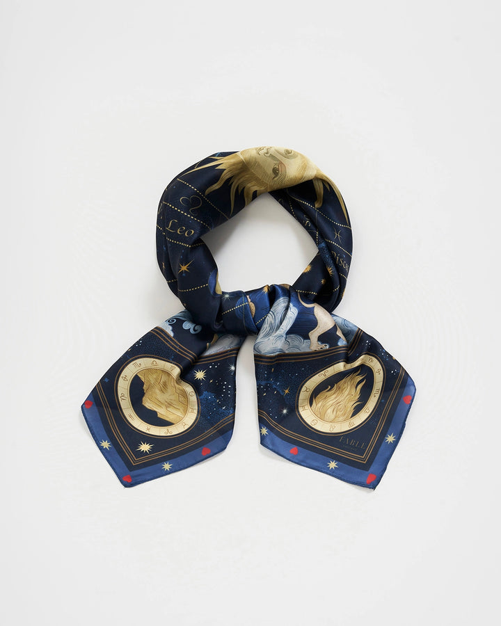Zodiac Square Scarf in Navy