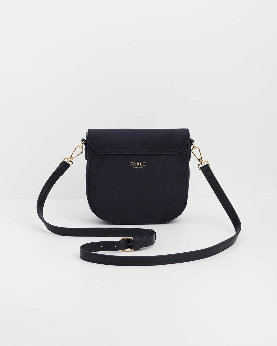 Beth Floral Applique Saddle Bag in Navy Suedette