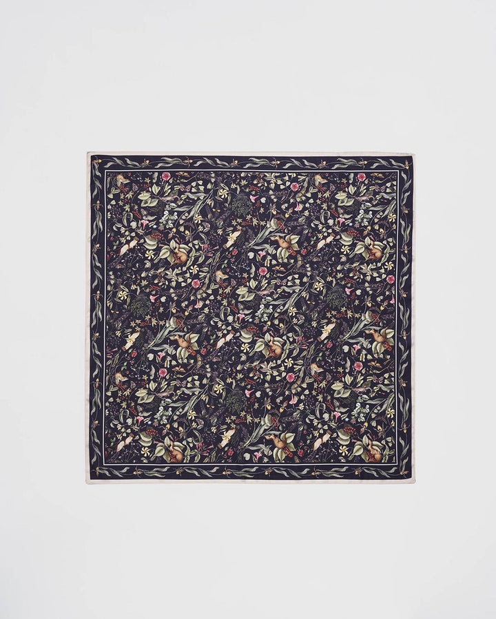 Fable Wolf Garden Navy Square Scarf