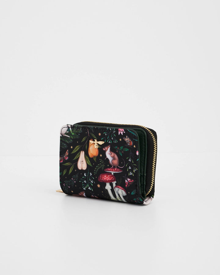 Niva Print Small Wallet in Green