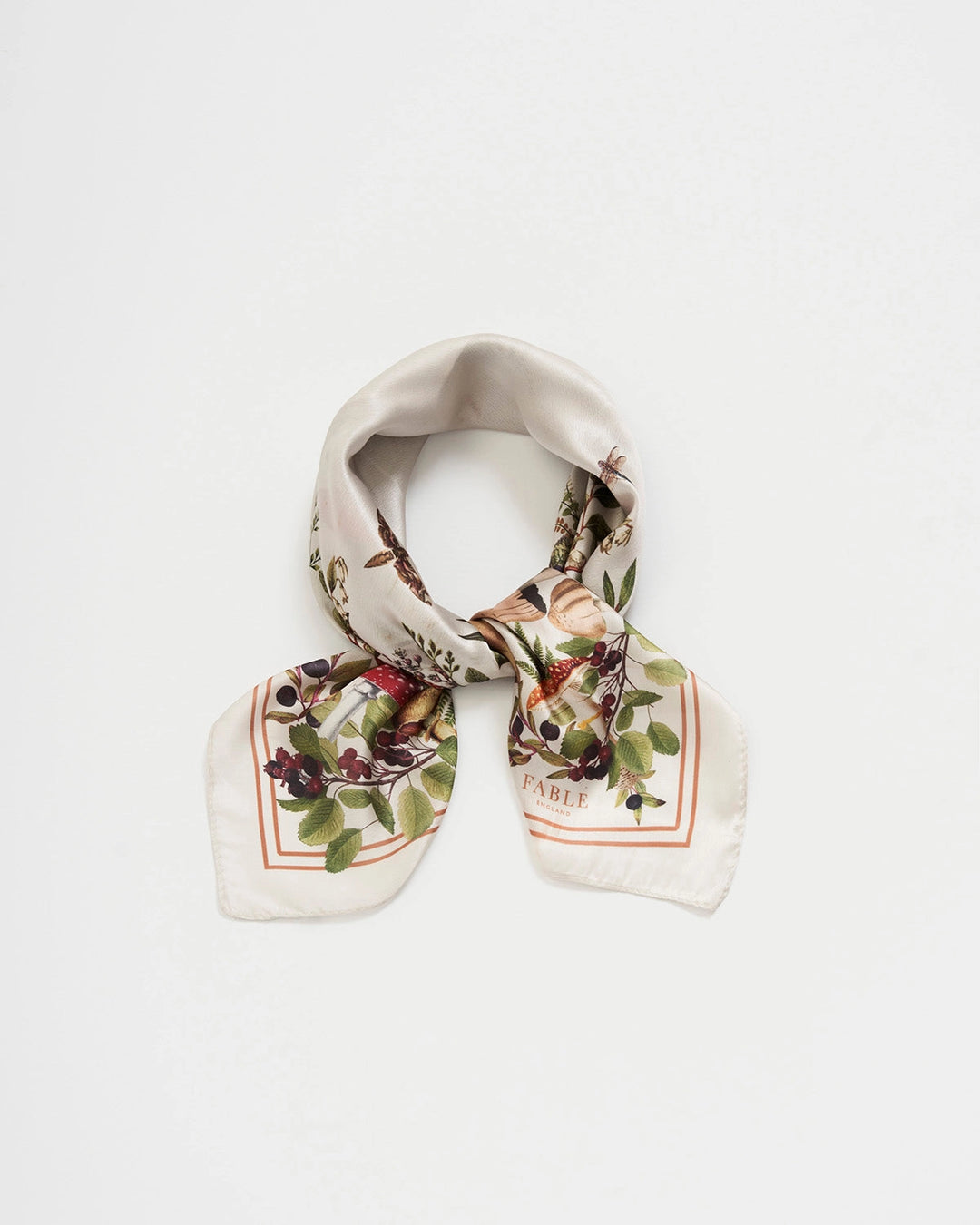 Orla Mushroom Small Square Scarf in Ivory