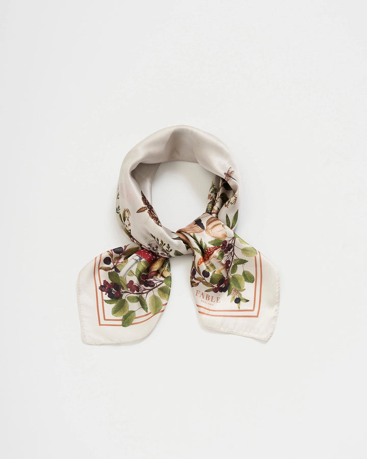Orla Mushroom Small Square Scarf in Ivory