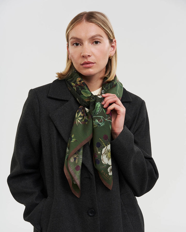 Orla Narrative Medium Square Scarf in Khaki