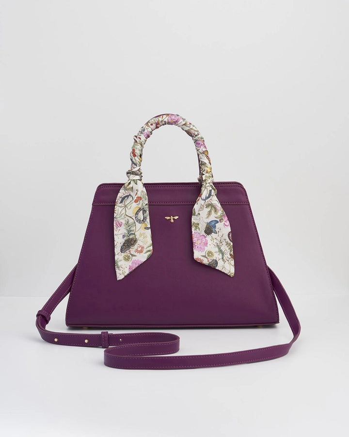 Fable Floral Engravings Large Plum Tote