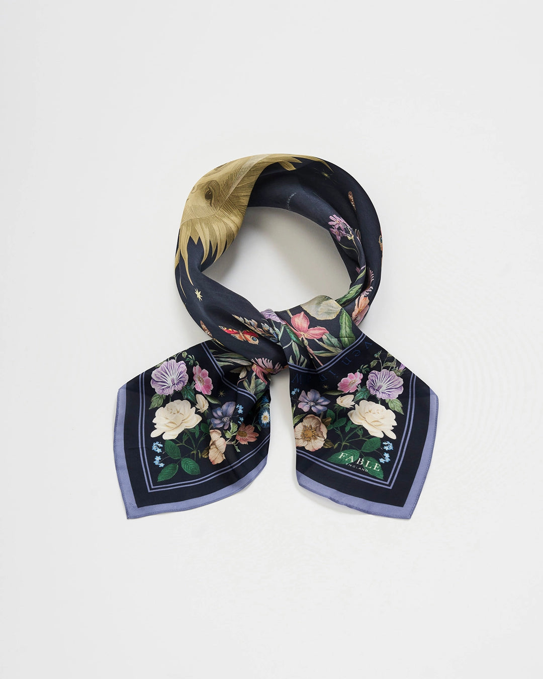 Selene Narrative Medium Square Scarf in Navy