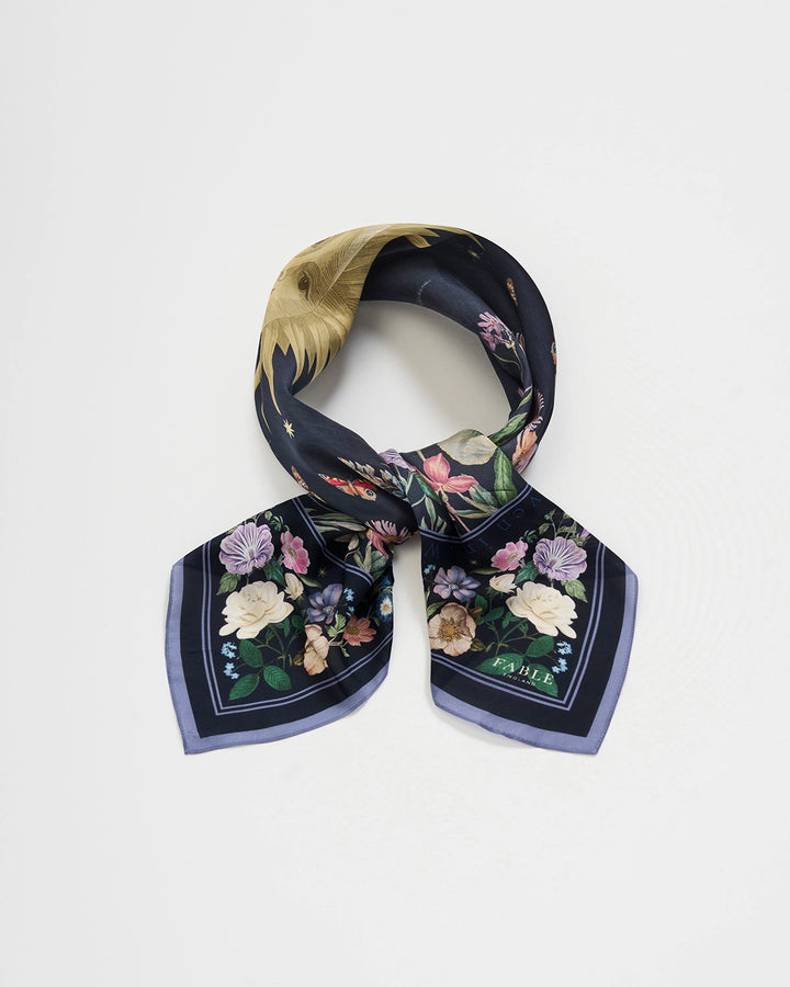 Selene Narrative Medium Square Scarf in Navy