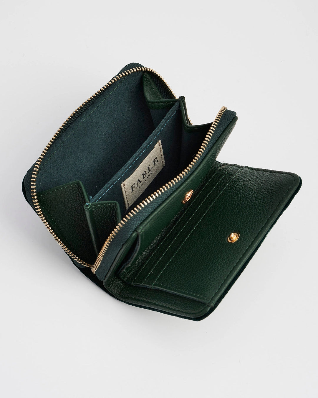 Hedgehog Embroidered Small Wallet in Forest Green Velvet