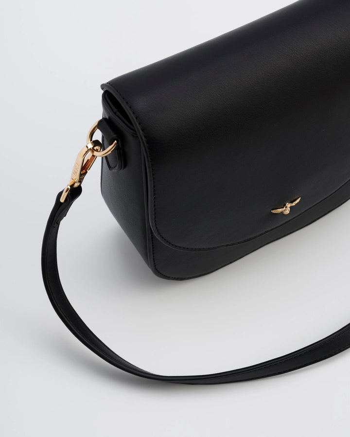 Black Saddle Crossbody Bag