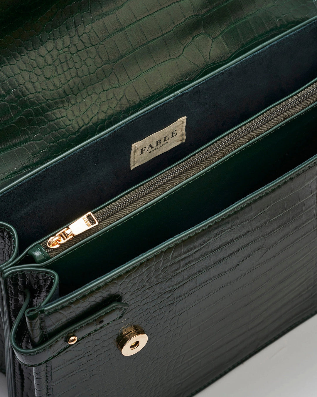 Eliza Top Handle Tote in Forest Green Croc
