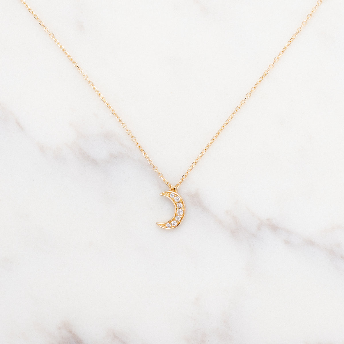 Crescent Moon Diamond Necklace
