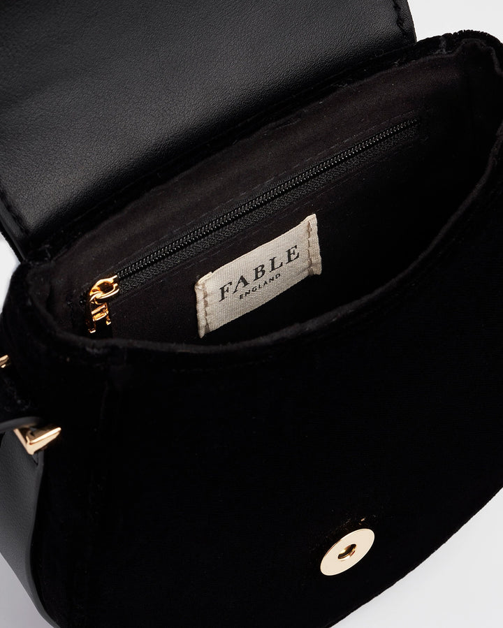 Fable Dove &  Floral Star Velvet Embroidered Saddle Bag