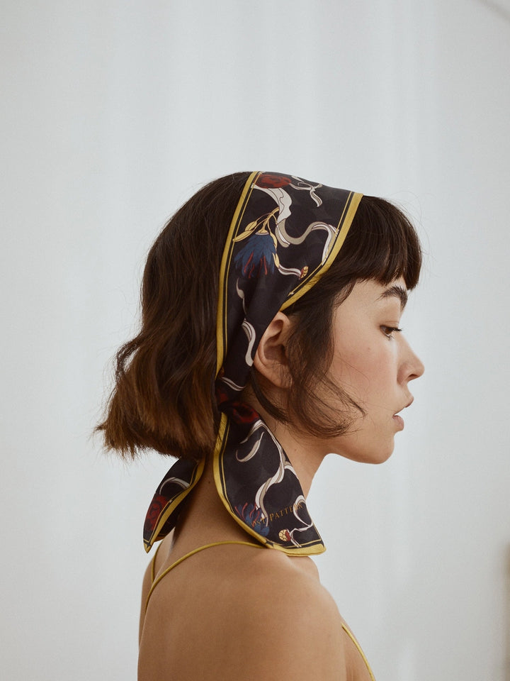 Dream Silk Twilly Scarf - Black