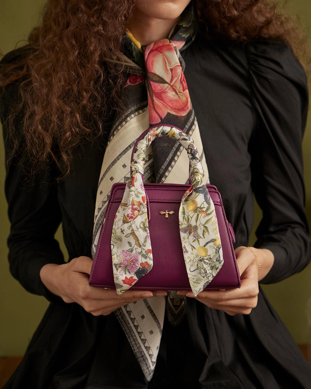 Fable Floral Engravings Mini Plum Tote