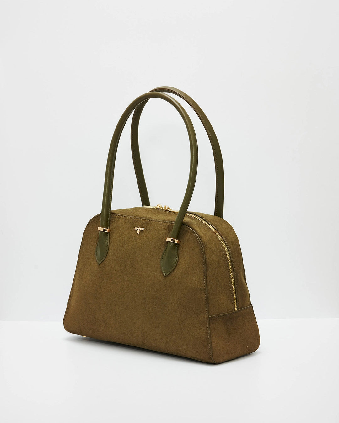 Amelia Shoulder Bag in Khaki Suedette