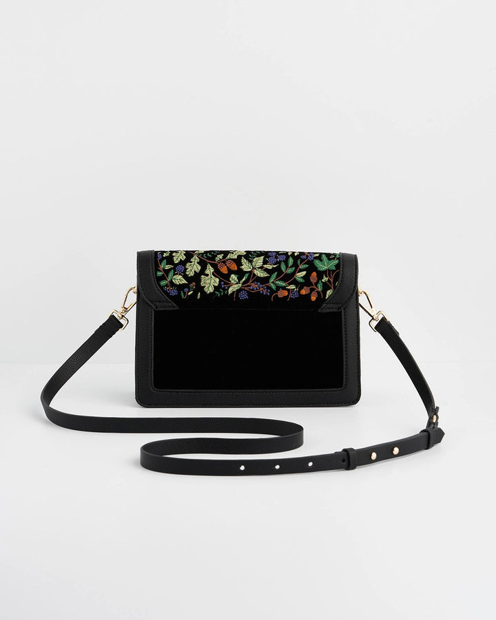 Fable Cathy Black Embroidered Fold Over Bag
